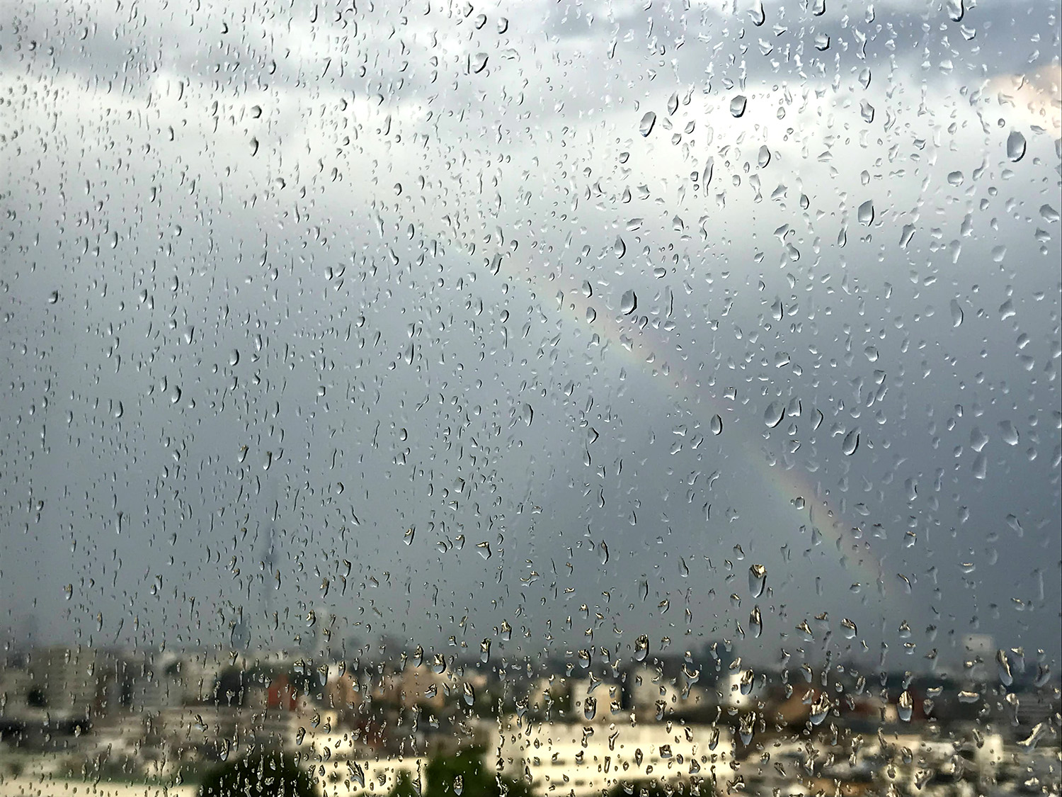 病棟の窓から見た退院前日の虹